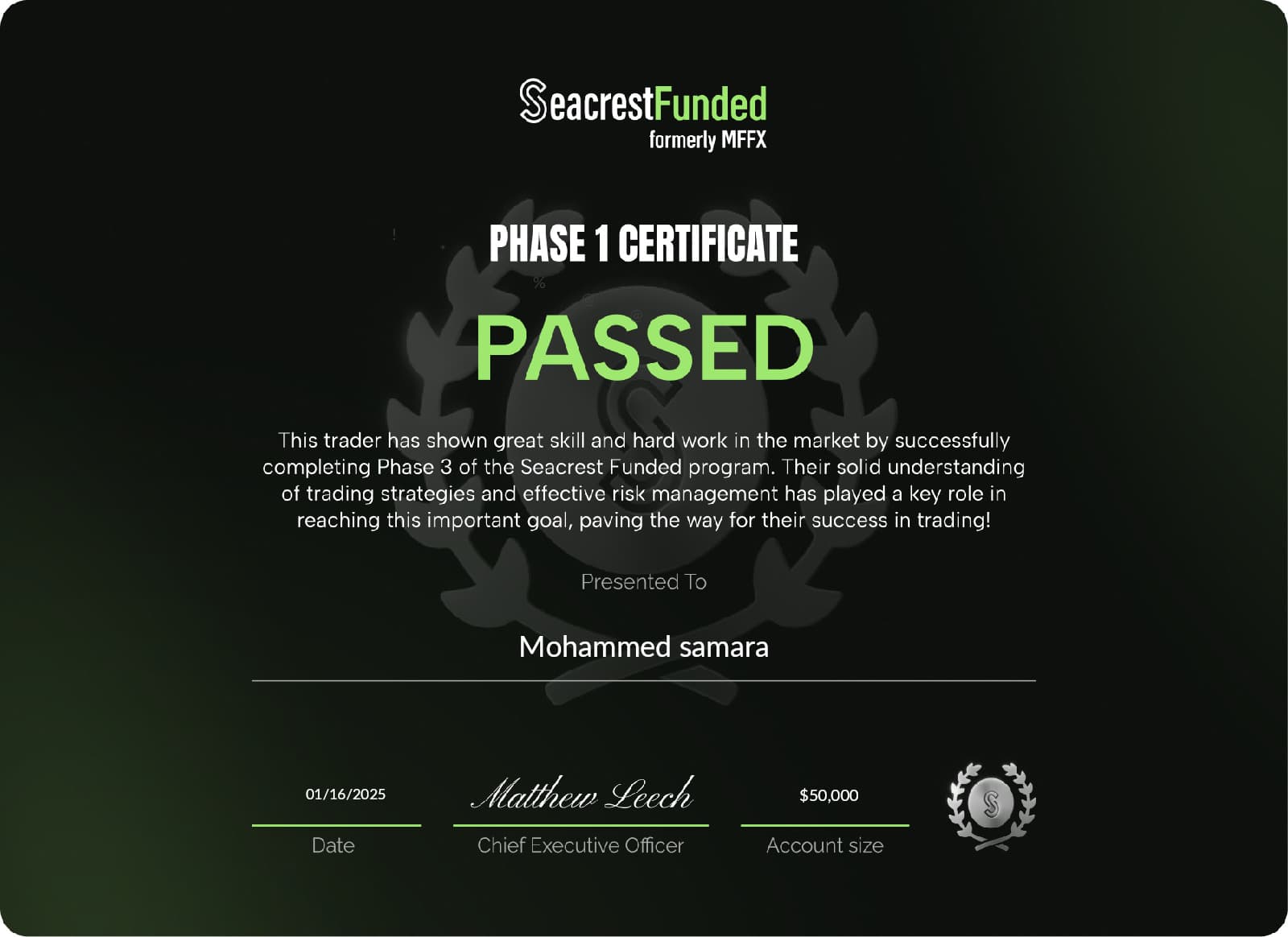 FundingPips Phase 2 Certificate - Mohammed Samara